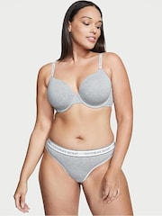 Victoria's Secret Grey Thong Logo 4 Pack Knickers - Image 6 of 7