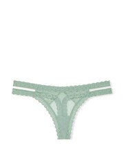 Victoria's Secret Seasalt Green Double Strap Thong Daisy Lace Knickers - Image 3 of 3