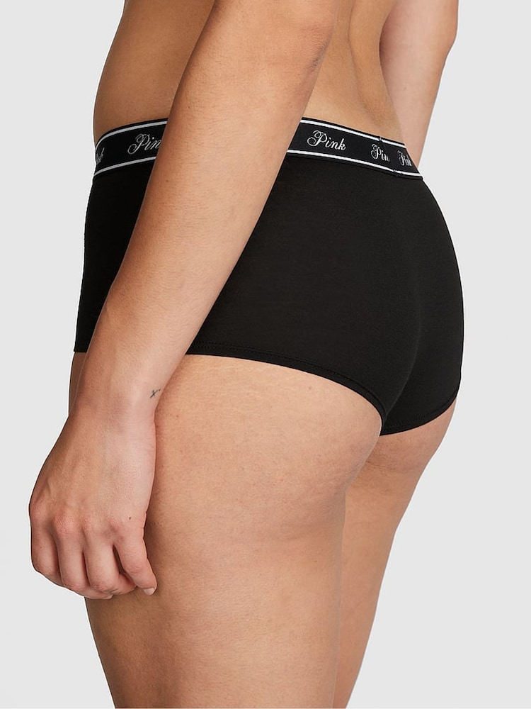 Victoria's Secret PINK Black Boyshort Cotton Logo Knickers - Image 2 of 3 Victoria's Secret PINK Black Boyshort Cotton Logo Knickers - Image 2 of 3