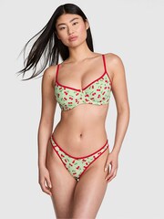 Victoria's Secret PINK Cherry Hearts Green Wired Bikini Top - Image 1 of 4