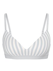 Victoria's Secret Grey Fog Stripe Non Wired Lightly Lined Cotton Logo Bra - Image 1 of 2
