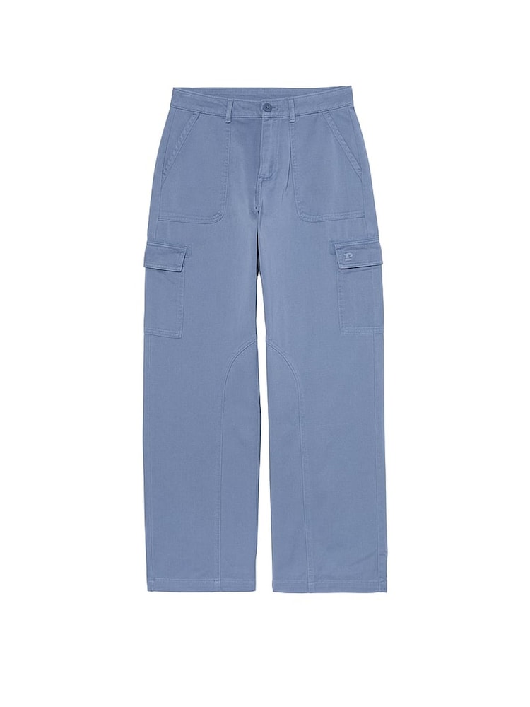 Victoria's Secret PINK Dusty Iris Blue Twill Cargo Trousers - Image 3 of 3