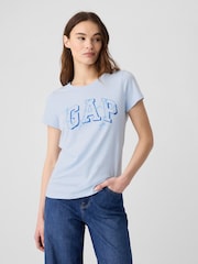 Gap Blue Floral Logo Short Sleeve Crew Neck T-Shirt - Image 1 of 7