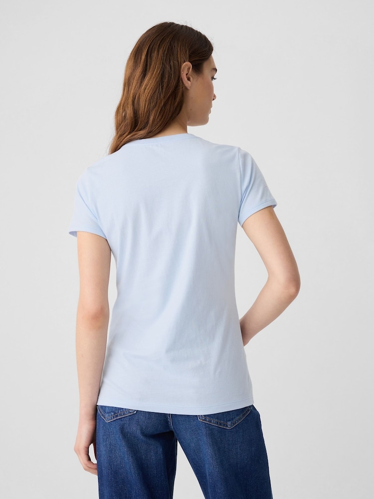 Gap Blue Floral Logo Short Sleeve Crew Neck T-Shirt - Image 2 of 7