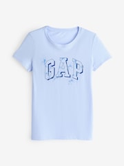 Gap Blue Floral Logo Short Sleeve Crew Neck T-Shirt - Image 5 of 7