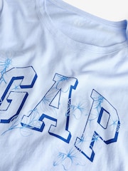 Gap Blue Floral Logo Short Sleeve Crew Neck T-Shirt - Image 7 of 7