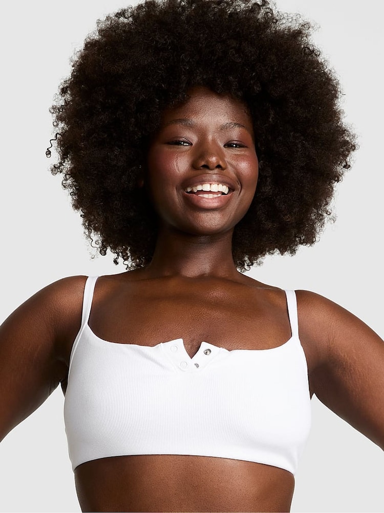 Victoria's Secret PINK White Bralette Scoop Bralette - Image 1 of 3 Victoria's Secret PINK White Bralette Scoop Bralette - Image 1 of 3