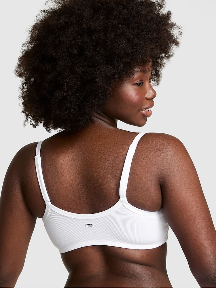 Victoria's Secret PINK White Bralette Scoop Bralette - Image 2 of 3 Victoria's Secret PINK White Bralette Scoop Bralette - Image 2 of 3