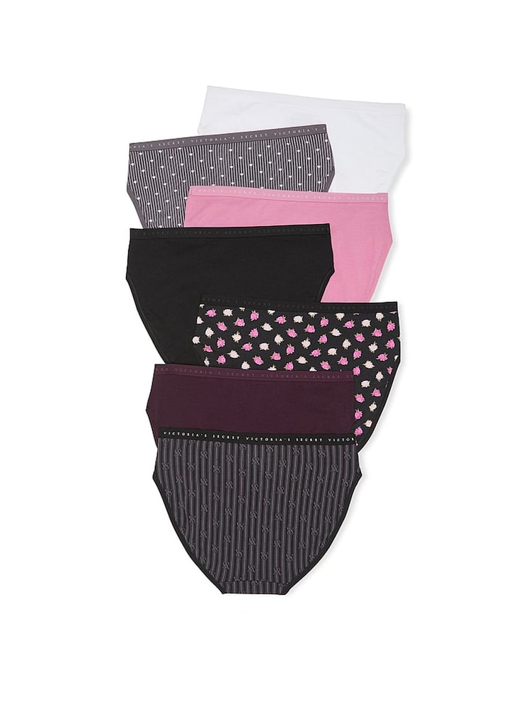 Victoria's Secret White/Grey/Pink/Black Brief 7 Pack Logo Knickers - Image 2 of 2 Victoria's Secret White/Grey/Pink/Black Brief 7 Pack Logo Knickers - Image 2 of 2