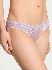 Victoria's Secret Feather Purple Bikini Daisy Lace Knickers - Image 1 of 3