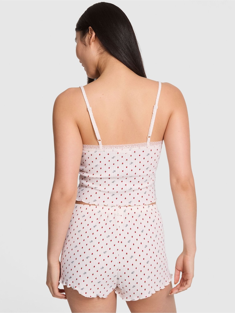 Victoria's Secret PINK White Shell Strawberries Pointelle Pyjama Shorts - Image 2 of 4