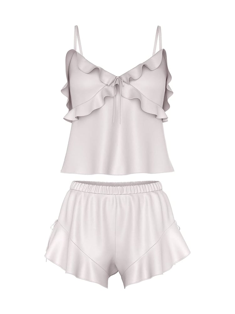 Victoria's Secret Grey Lilac Ruffled Cami Set - Image 1 of 2 Victoria's Secret Grey Lilac Ruffled Cami Set - Image 1 of 2