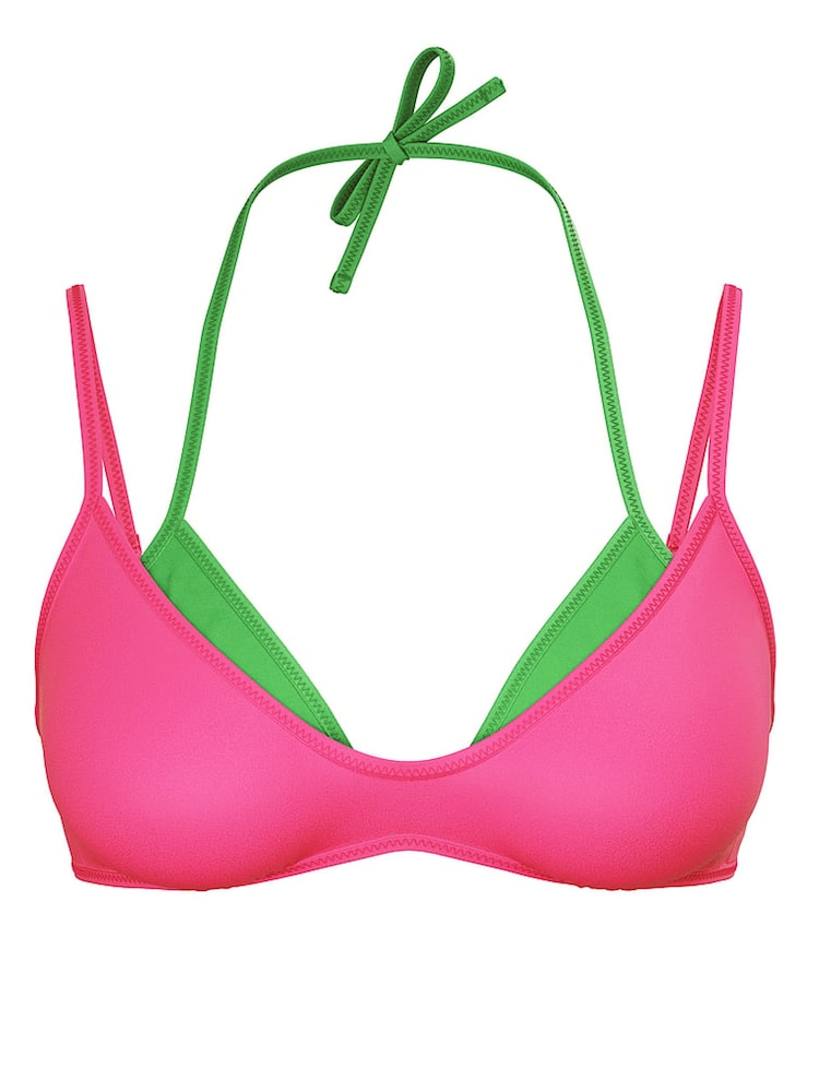 Victoria's Secret PINK Carmine Rose Pink/Wild Green Double Layer Bikini Top - Image 3 of 3