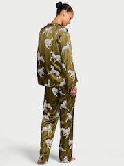 Victoria's Secret Green Chameleon Dancing Zebras Satin Long Pyjamas Set - Image 2 of 3