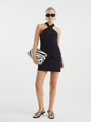 River Island Black Halter Neck Waistcoat Top - Image 1 of 4