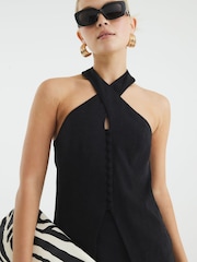 River Island Black Halter Neck Waistcoat Top - Image 4 of 4