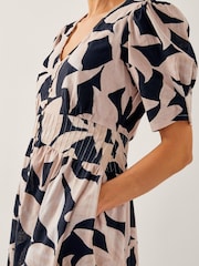 Monsoon Black 100% Cotton Annie Puff-Sleeve Midi Dress - Image 2 of 4