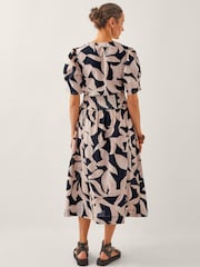 Monsoon Black 100% Cotton Annie Puff-Sleeve Midi Dress - Image 3 of 4