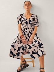 Monsoon Black 100% Cotton Annie Puff-Sleeve Midi Dress - Image 4 of 4