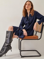 Monsoon Blue Lara Long Sleeve Frill Dress - Image 2 of 3