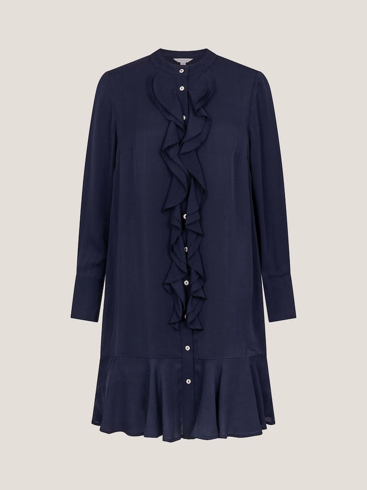 Monsoon Blue Lara Long Sleeve Frill Dress - Image 3 of 3