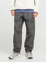 JACK & JONES Light Grey Loose Fit Cargo Trousers - Image 1 of 5