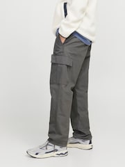JACK & JONES Light Grey Loose Fit Cargo Trousers - Image 2 of 5