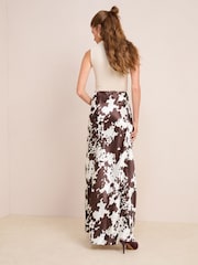 Friends Like These Mono Cow Print Satin Maxi Skirt - Image 4 of 4