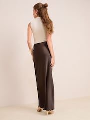 Friends Like These Chocolate Satin Maxi Skirt - Image 4 of 4