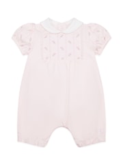 Emile Et Rose Pink Romper With Rosebud Embroidered Inset Yoke - Image 2 of 4