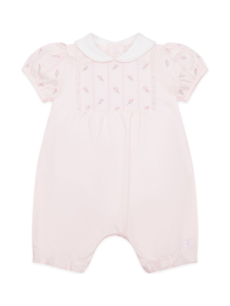 Emile Et Rose Pink Romper With Rosebud Embroidered Inset Yoke - Image 2 of 4