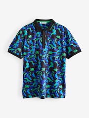 Calvin Klein Golf Blue Bushstroke Print Polo Shirt - Image 1 of 1