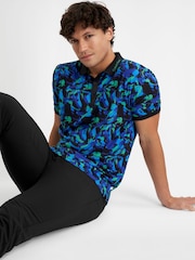 Calvin Klein Golf Blue Bushstroke Print Polo Shirt - Image 2 of 7