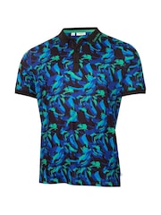 Calvin Klein Golf Blue Bushstroke Print Polo Shirt - Image 5 of 7