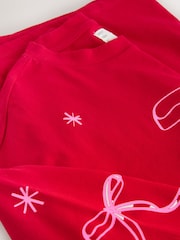 Red Graphic Long Sleeve Nightie - Image 3 of 4