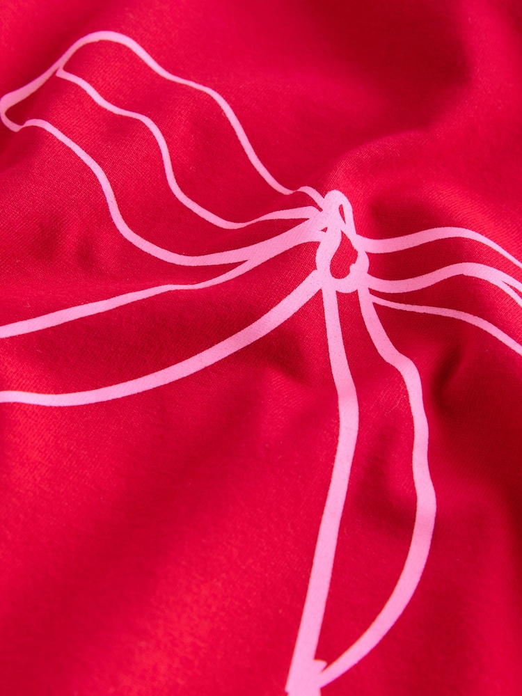 Red Graphic Long Sleeve Nightie - Image 4 of 4
