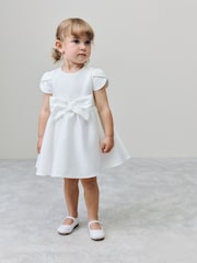 Ivory Girls Flower Bow Front Dress (3mths-10yrs) - Image 2 of 8