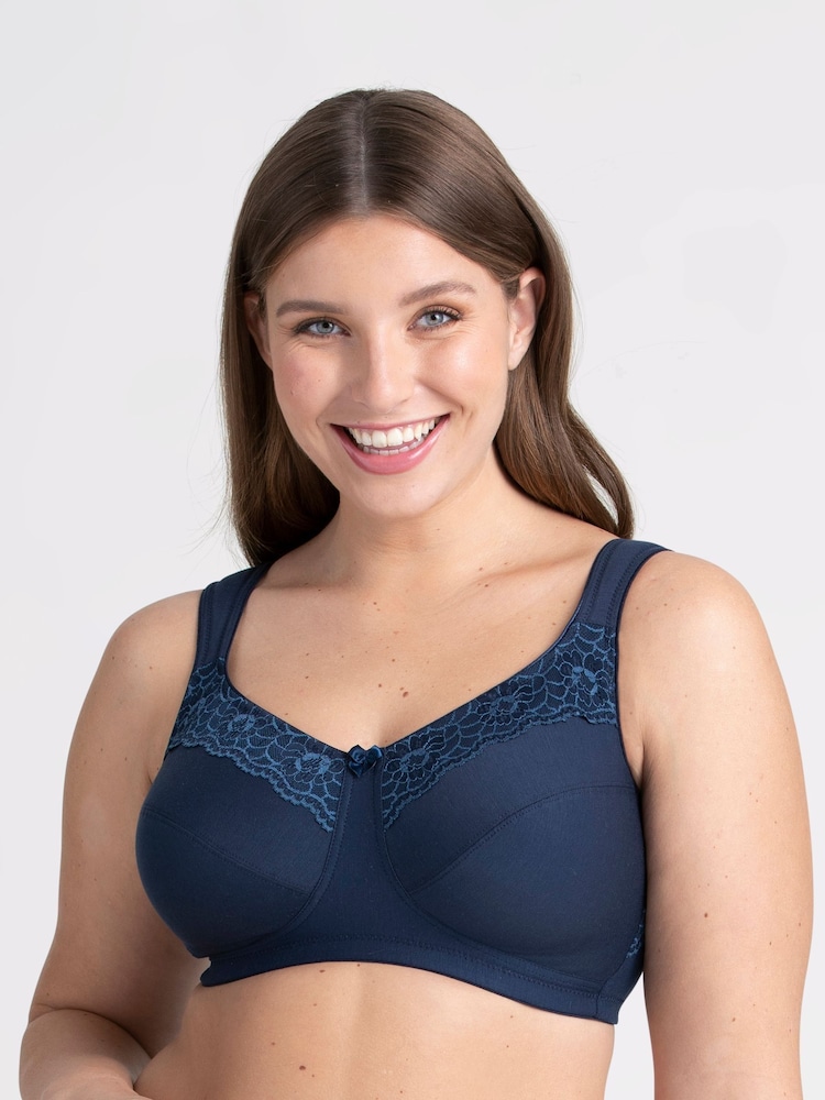 Miss Mary of Sweden Blue Miss Mary Cotton Now Minimizer Non-Wired Bra - Image 1 of 3 Miss Mary of Sweden Blue Miss Mary Cotton Now Minimizer Non-Wired Bra - Image 1 of 3