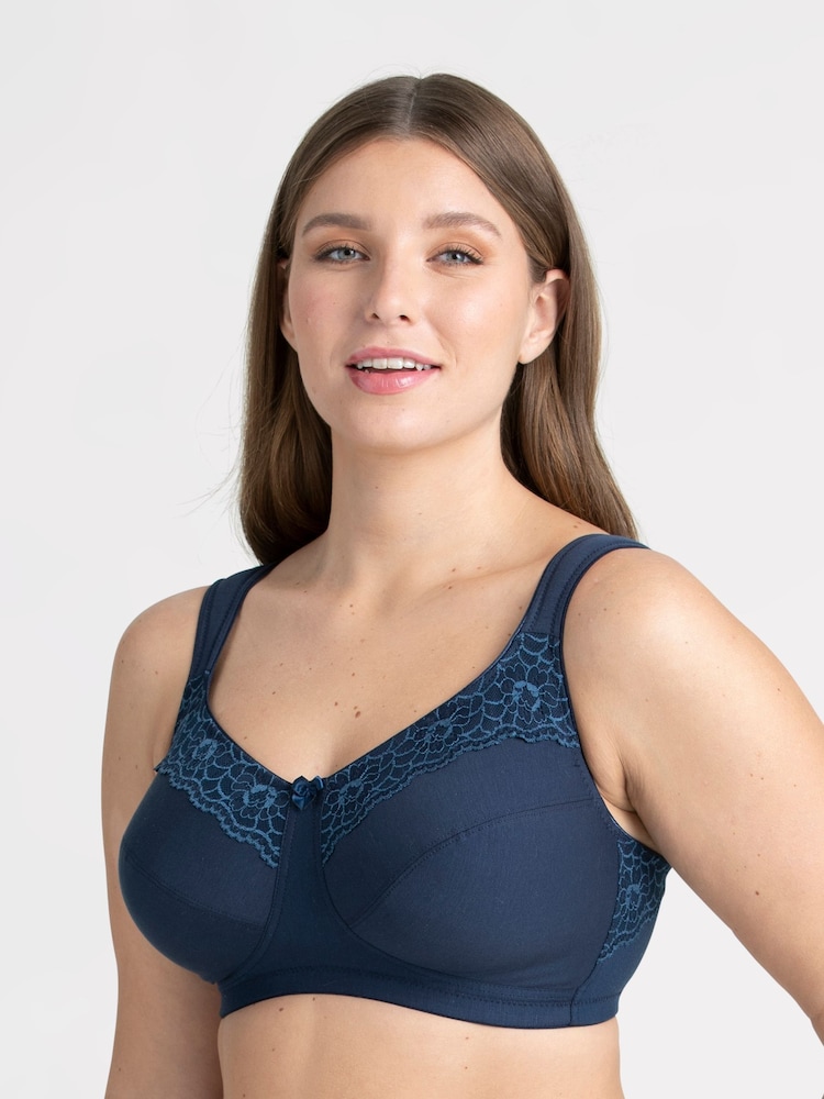 Miss Mary of Sweden Blue Miss Mary Cotton Now Minimizer Non-Wired Bra - Image 2 of 3 Miss Mary of Sweden Blue Miss Mary Cotton Now Minimizer Non-Wired Bra - Image 2 of 3
