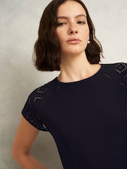 Hobbs Blue Ivana Broderie T-shirt - Image 3 of 4