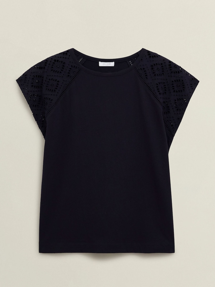 Hobbs Blue Ivana Broderie T-shirt - Image 4 of 4