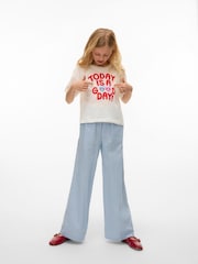 VERO MODA Cream Cropped Logo Print Short Sleeve Top - Image 2 of 5