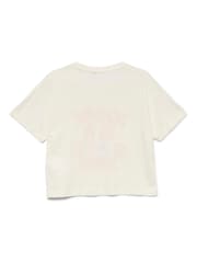 VERO MODA Cream Cropped Logo Print Short Sleeve Top - Image 5 of 5