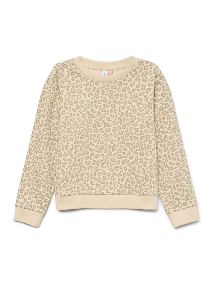 VERO MODA Cream Leopard Print Long Sleeve Sweat Top - Image 4 of 5