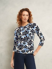 Hobbs Blue Julia Printed Top - Image 1 of 4