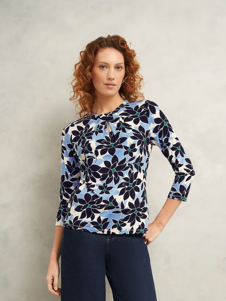 Hobbs Blue Julia Printed Top - Image 1 of 4