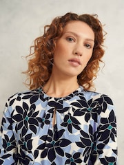 Hobbs Blue Julia Printed Top - Image 3 of 4