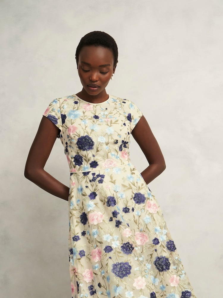 Buy Hobbs Cream Petite Tia Embroidered Dress from Next USA