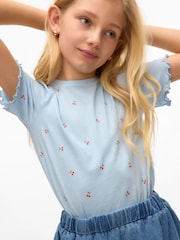 VERO MODA Blue All Over Print Short Sleeve T-Shirt - Image 1 of 5