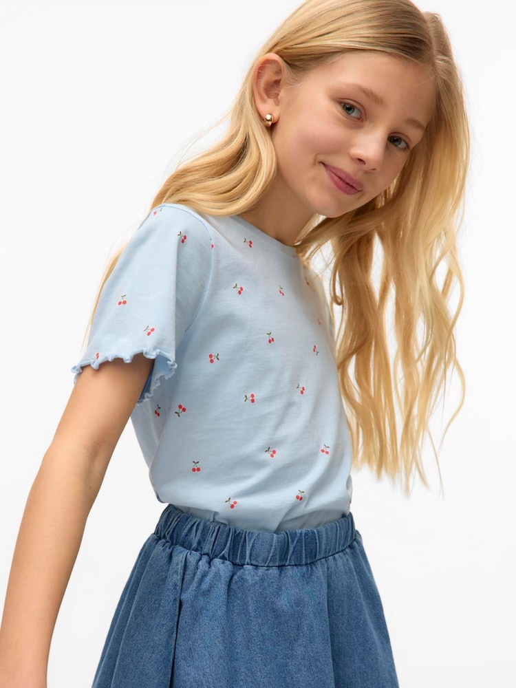 VERO MODA Blue All Over Print Short Sleeve T-Shirt - Image 2 of 5